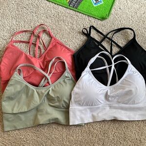 Women's Strappy Bralette Set - Black, White, Pink, Green